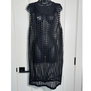 Maeve by Anthropologie Karenina Kaftan Black Mesh Knit Dress One Size Cover Up